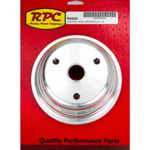 Racing Power V-Belt 1 Groove Crankshaft Pulley - 6.594 in Diameter - Satin - Long Water Pump - Small Block Chevy