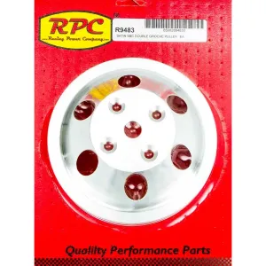 Racing Power V-Belt 2 Groove Water Pump Pulley - 6.6 in Diameter - Satin - Long Water Pump - Small Block Chevy