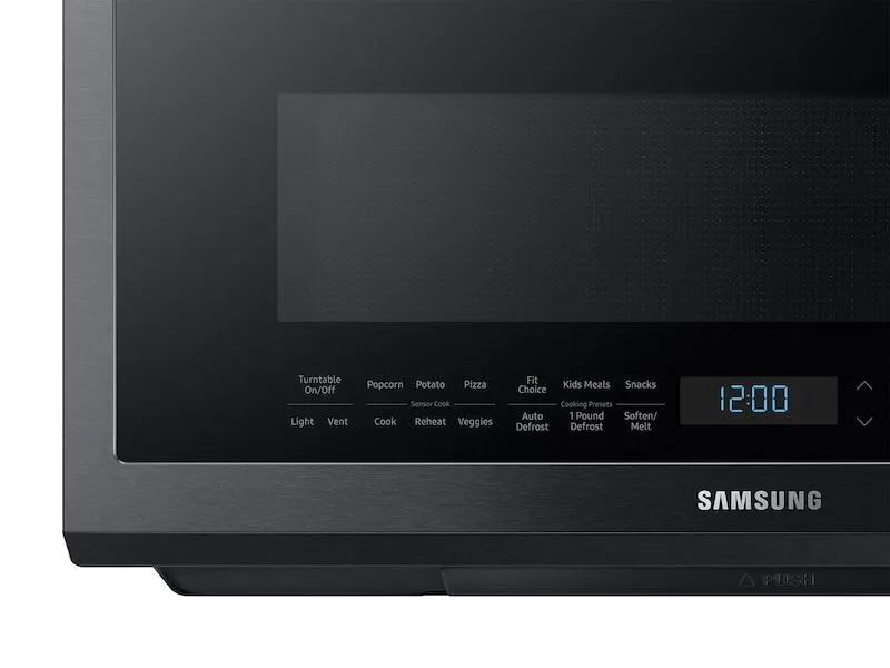 SAMSUNG 2.1 cu. ft. Over-the-Range Microwave with Sensor Cooking in Fingerprint Resistant Black Stainless Steel