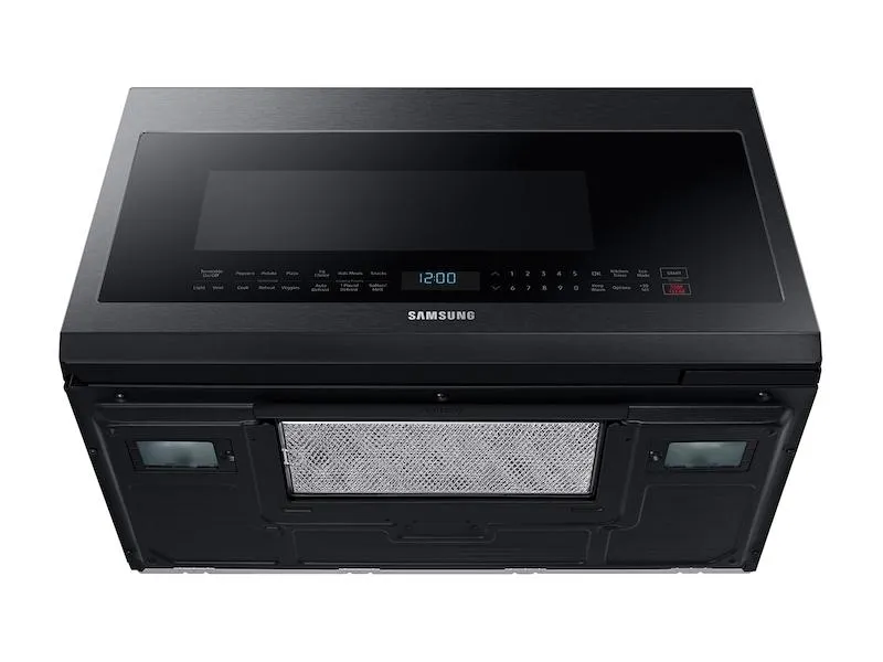 SAMSUNG 2.1 cu. ft. Over-the-Range Microwave with Sensor Cooking in Fingerprint Resistant Black Stainless Steel