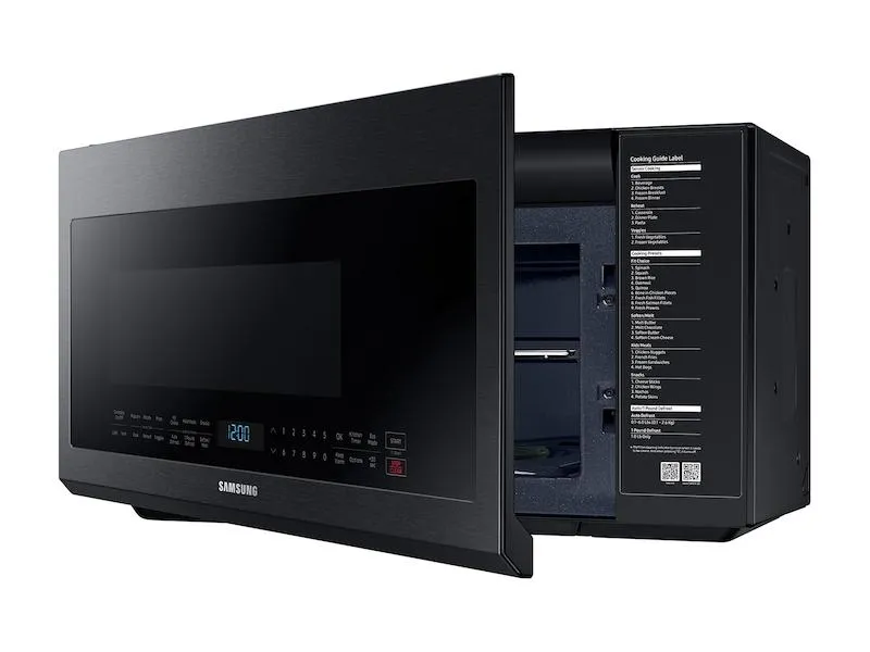 SAMSUNG 2.1 cu. ft. Over-the-Range Microwave with Sensor Cooking in Fingerprint Resistant Black Stainless Steel