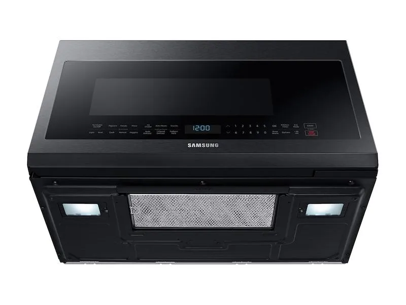 SAMSUNG 2.1 cu. ft. Over-the-Range Microwave with Sensor Cooking in Fingerprint Resistant Black Stainless Steel