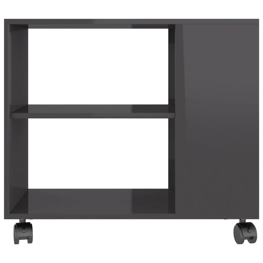Side Table High Gloss Grey 70x35x55 cm Chipboard