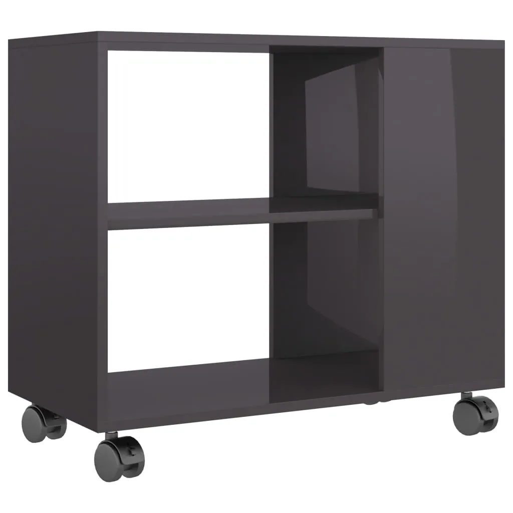 Side Table High Gloss Grey 70x35x55 cm Chipboard