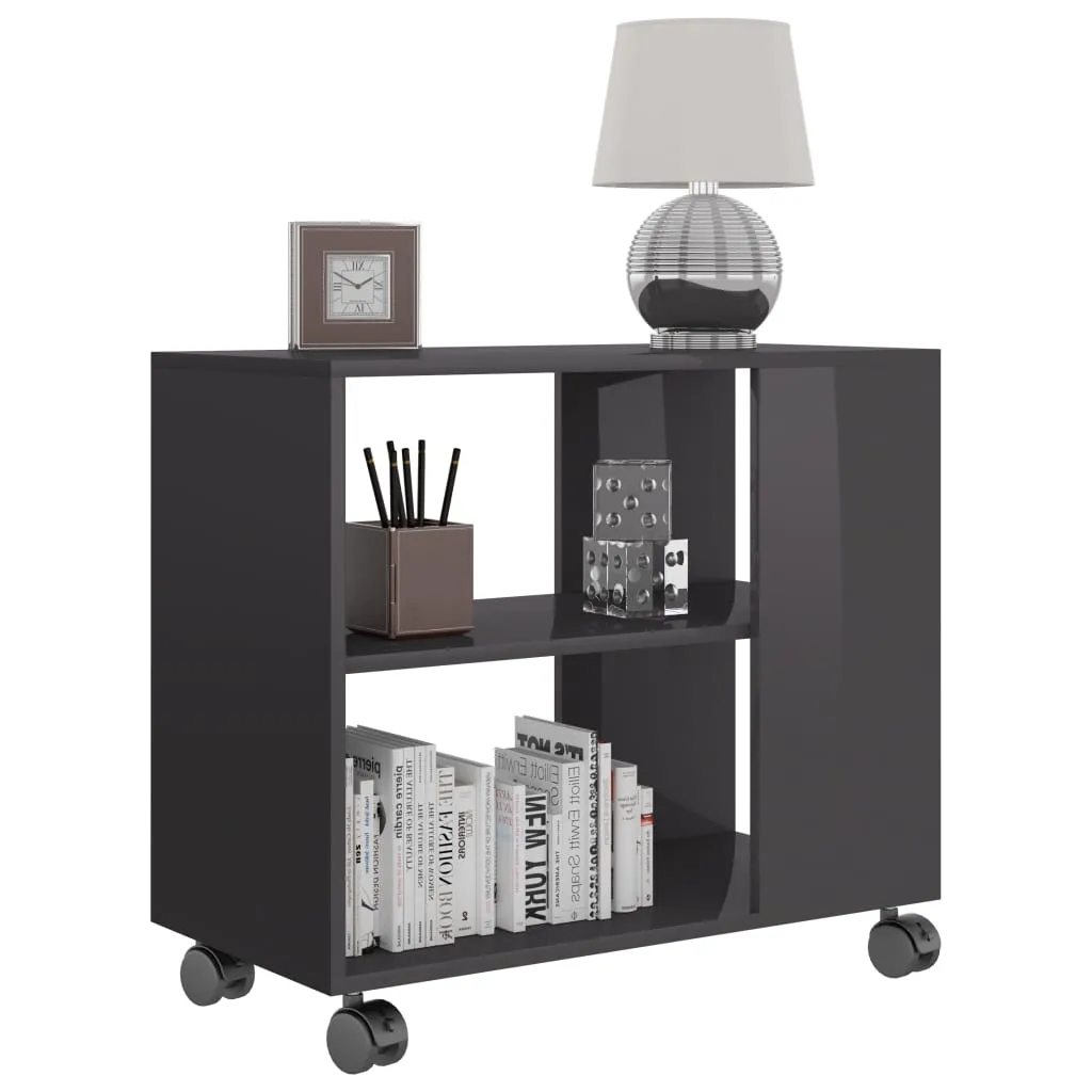 Side Table High Gloss Grey 70x35x55 cm Chipboard