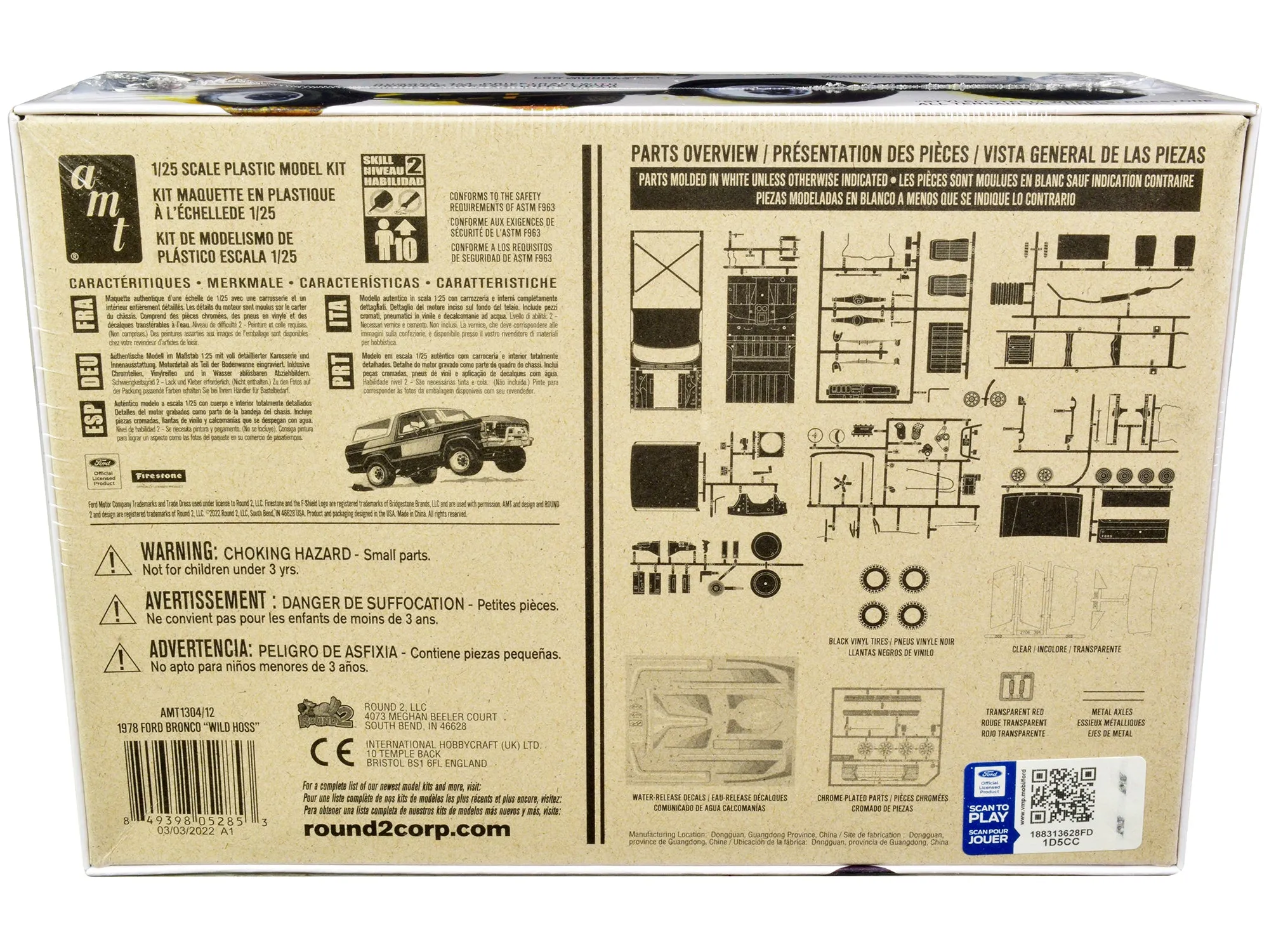 Skill 2 Model Kit Ford Bronco 4X4 Wild Hoss 1/25 Scale Model by AMT