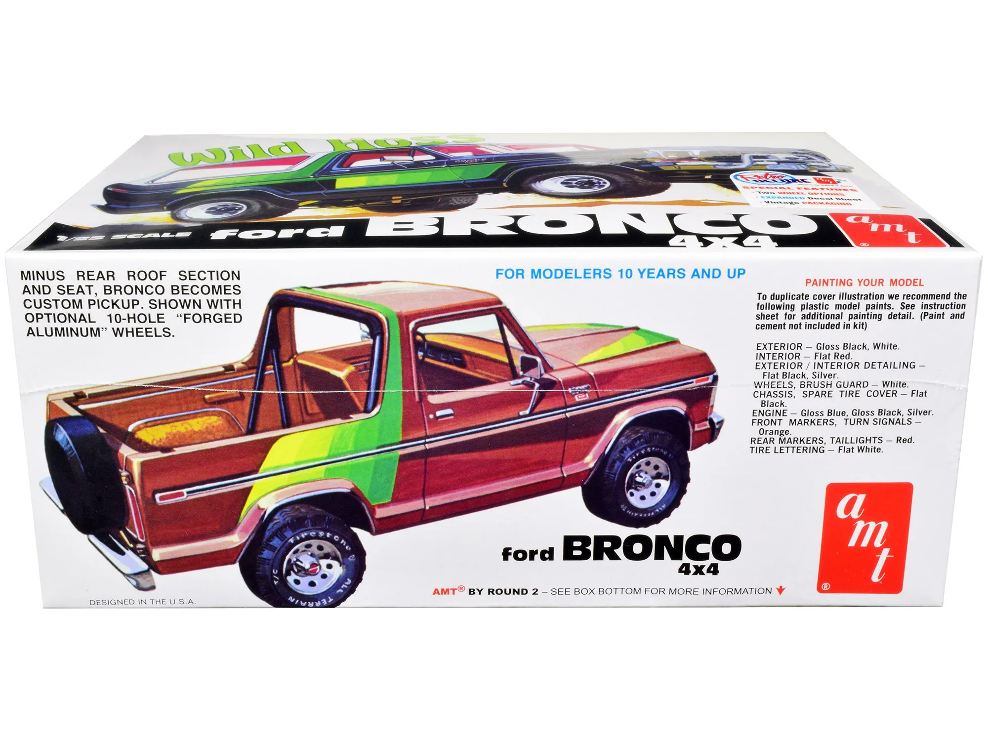 Skill 2 Model Kit Ford Bronco 4X4 Wild Hoss 1/25 Scale Model by AMT